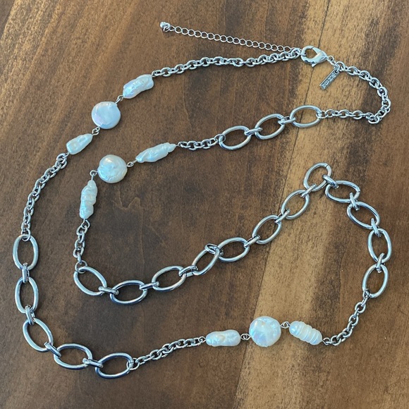 WHBM Silver & Pearl Long Necklace - Picture 5 of 5